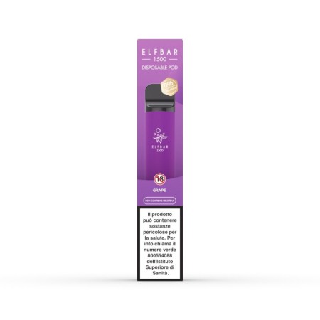 Sigaretta elettronica usa e getta 1500 Grape 0MG/ML ELF BAR